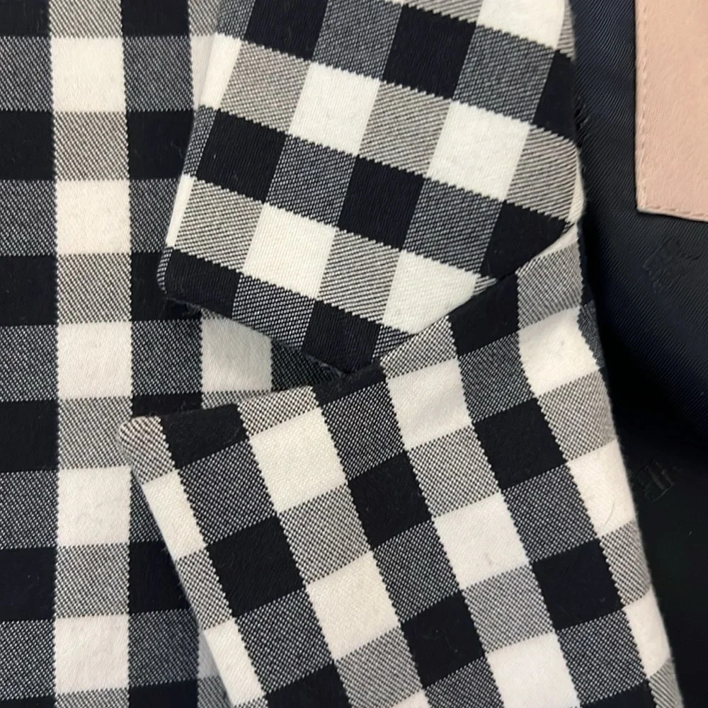 New Banana Republic Blazer Jacket Navy/White Checked Cotton Stretch Lined Size 4 - Picture 6 of 16